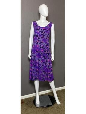 1990's Drop-Waist Sundress Purple Rayon from Rainbow-Jo size Large